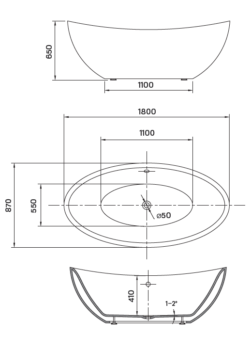Arezzo freistehende Badewanne