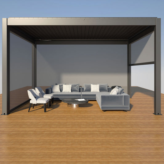 Bioklimatische Pergola MotionFlex 400 mit weißer LED-Beleuchtung